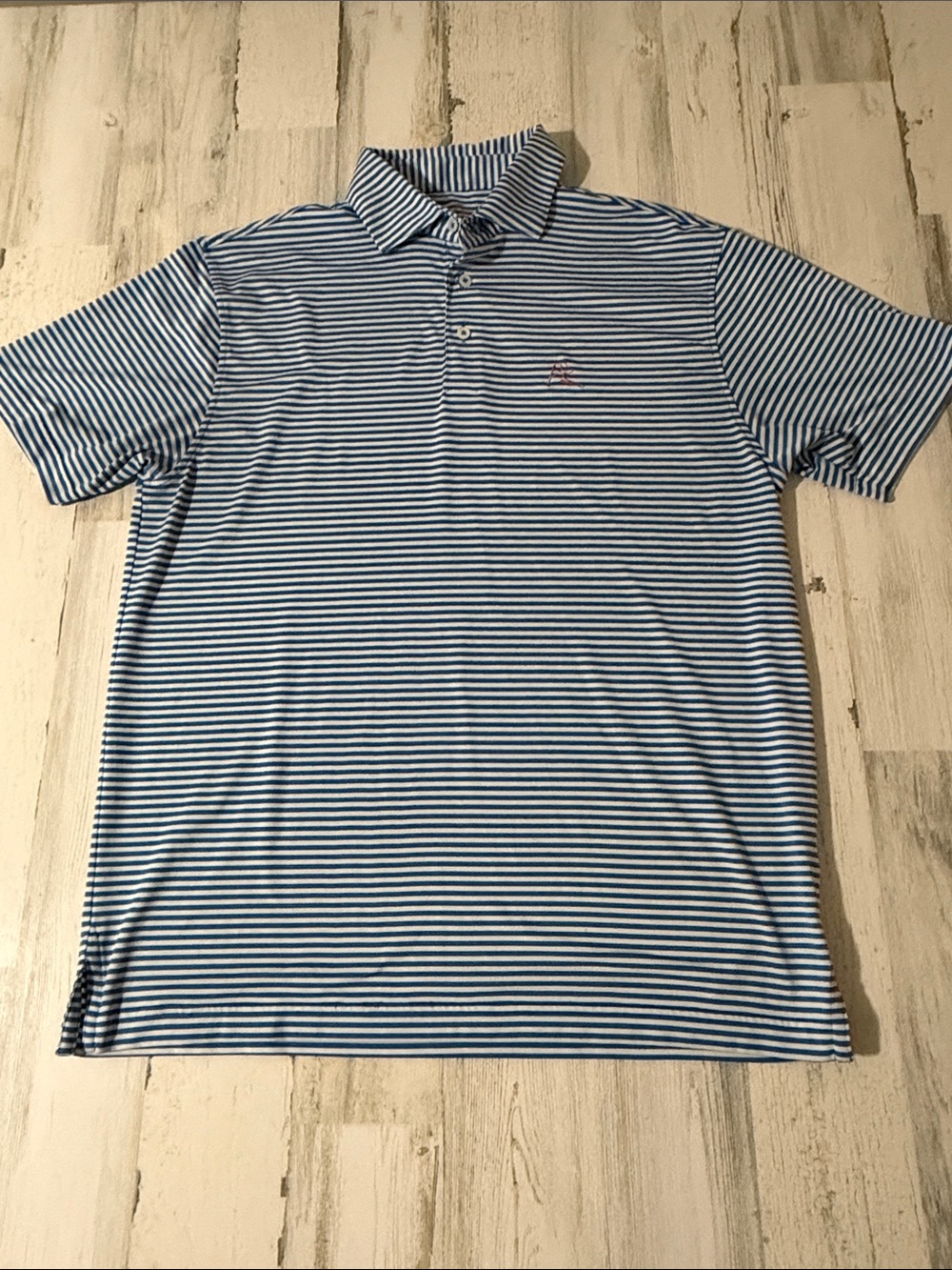 Rhoback Men's Blue & White Striped Polo Size Medium